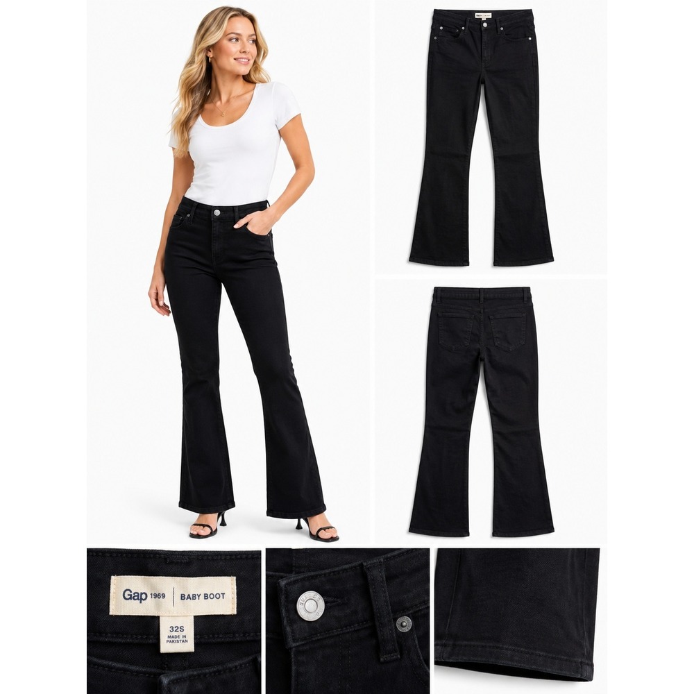 Gap Jeans 32S 1969 Baby Boot Stretch Minimalist Wardrobe Staple 90s Style Y2K